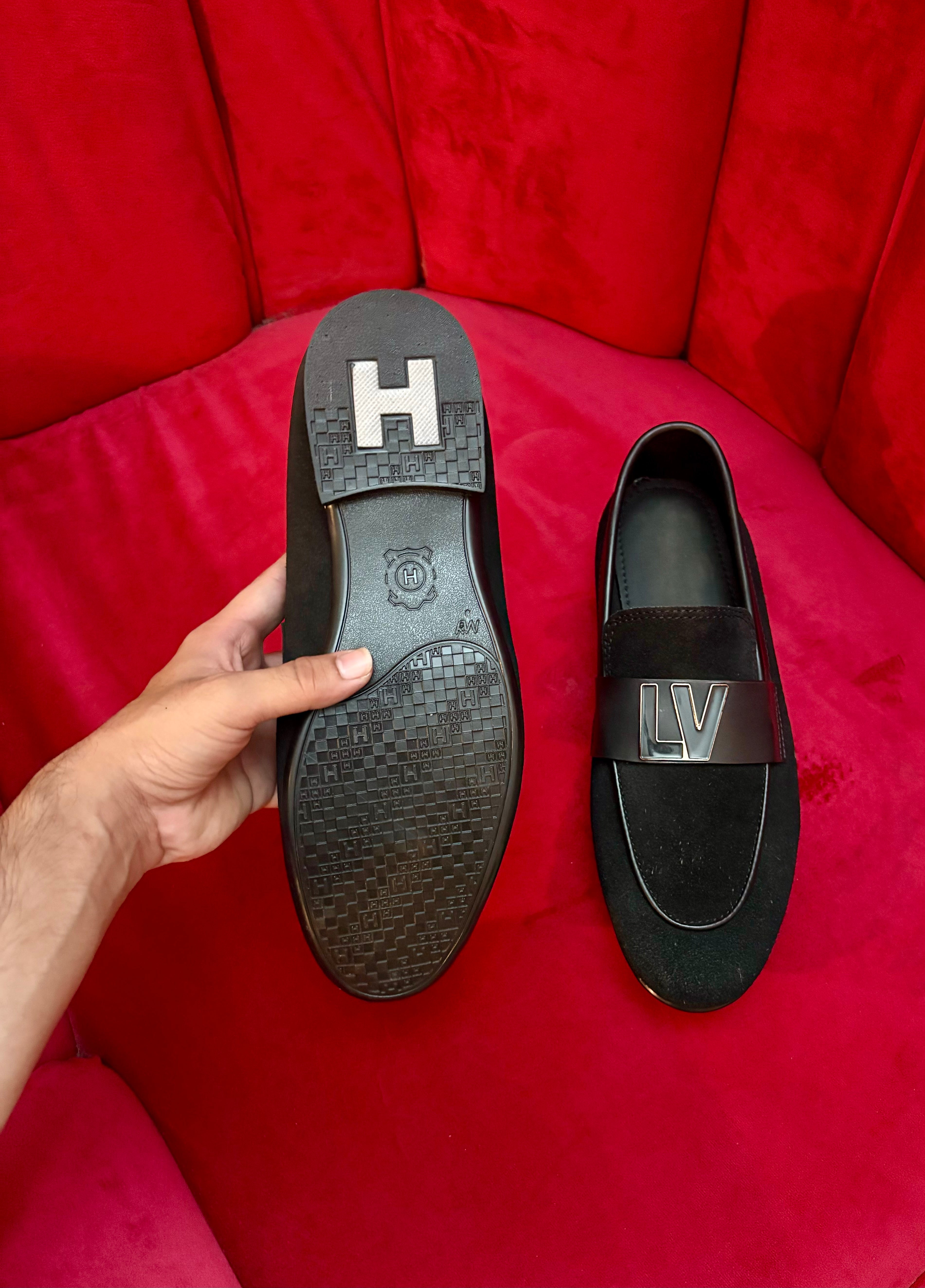 Black suede lv
