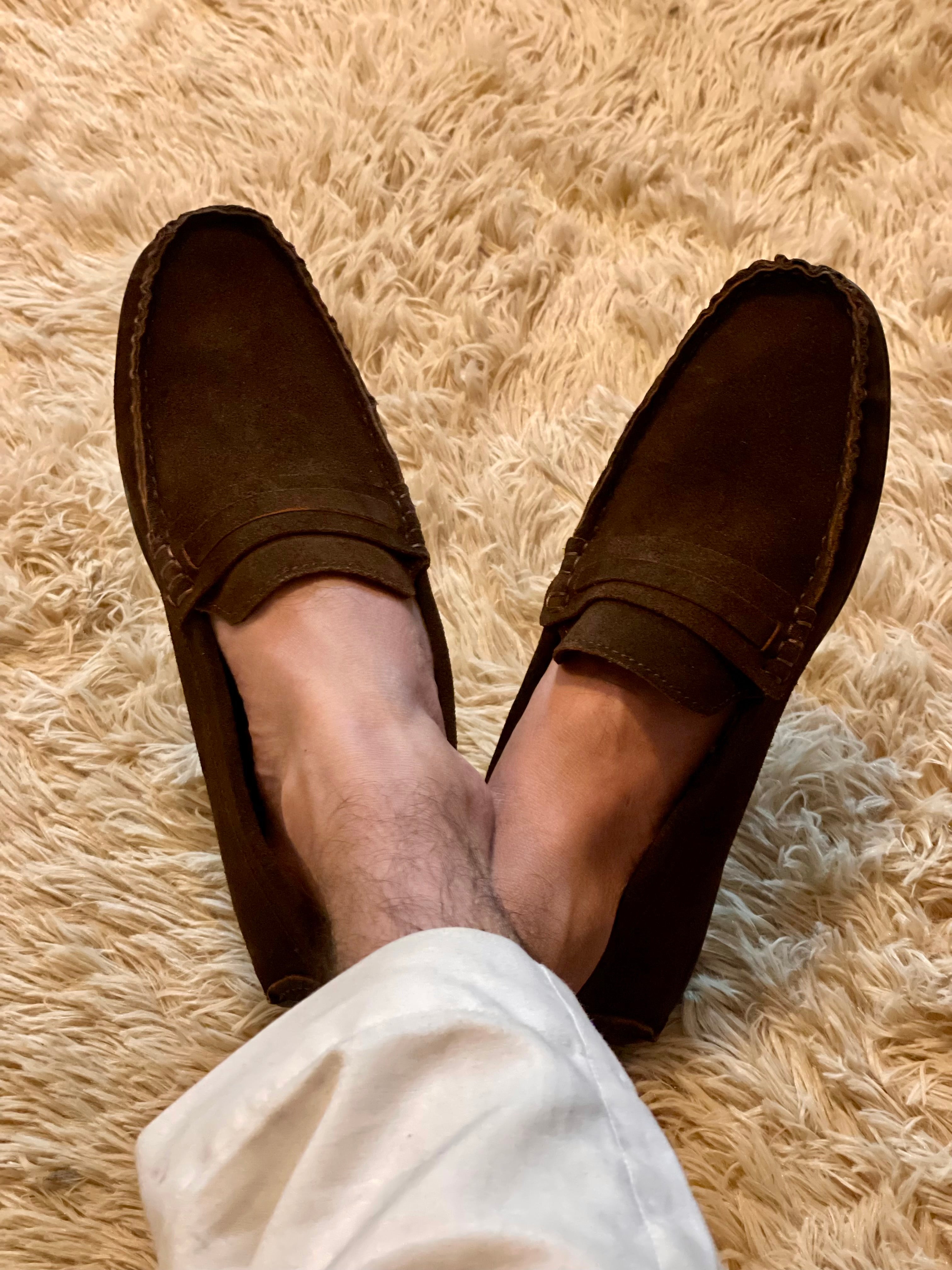 Brown suede loafer